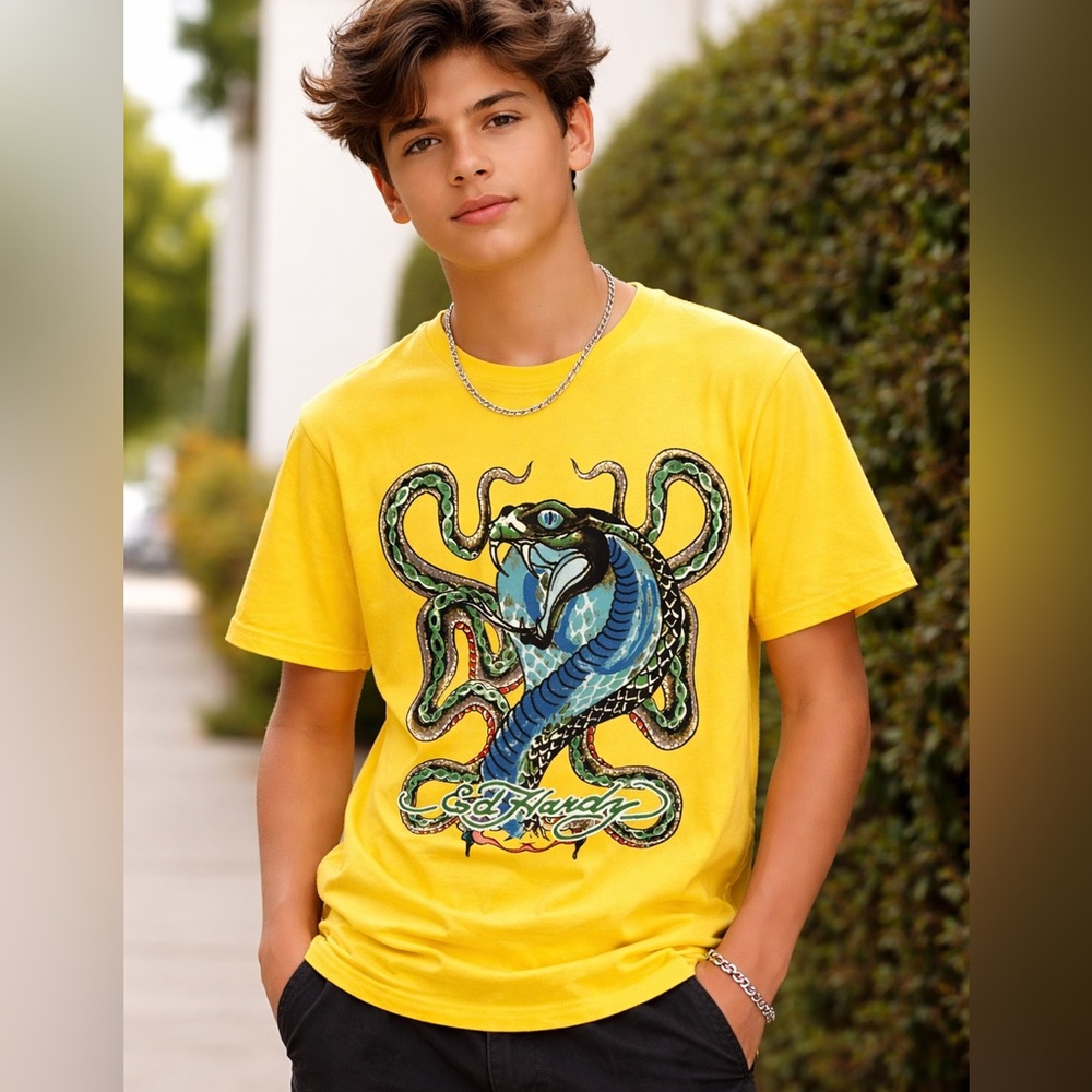 ED HARDY Kids Snake Signature Graphic Shirt (NWT)